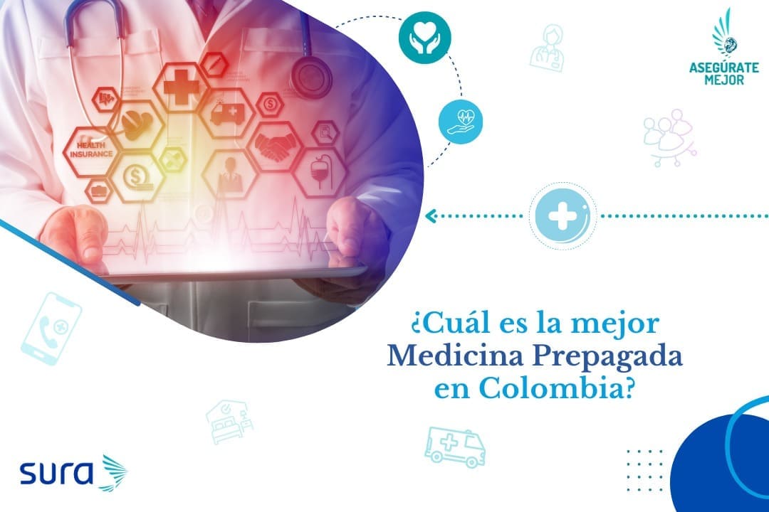 Íconos médicos sobre tableta, cuál es la mejor medicina prepagada en Colombia
