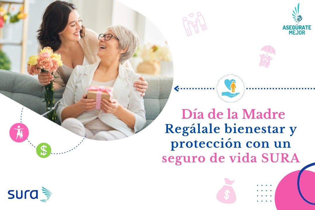 Hija abrazando a su madre con flores por el Día de la Madre