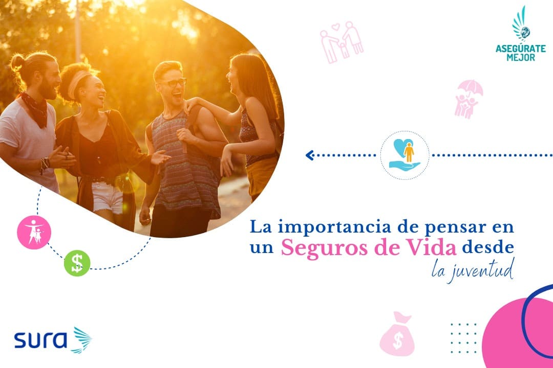 Grupo de jóvenes corriendo al atardecer, pensar en un seguro de vida desde la juventud