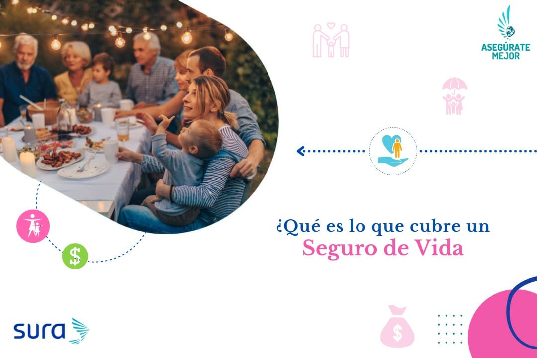 Familia reunida en una cena al aire libre, qué cubre un seguro de vida