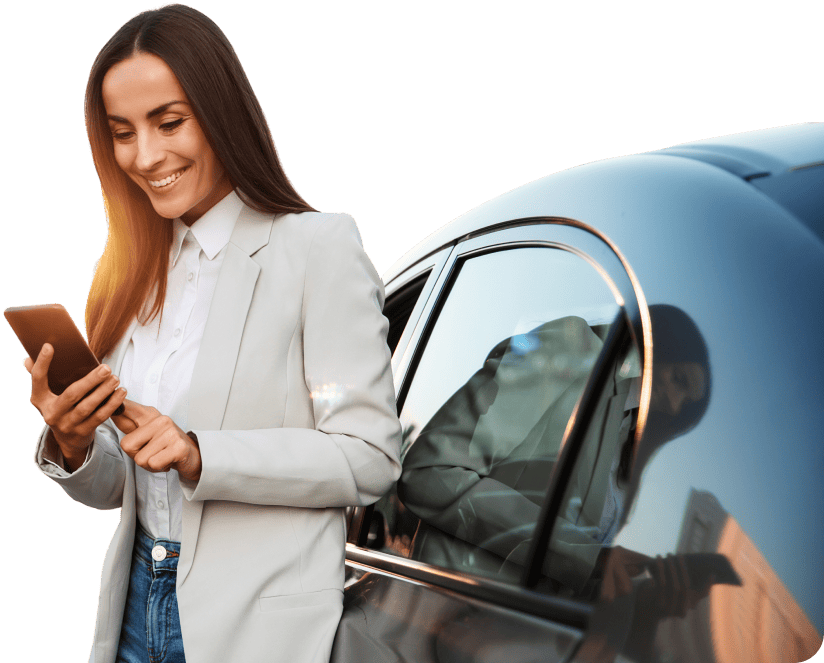 mujer elegante carro