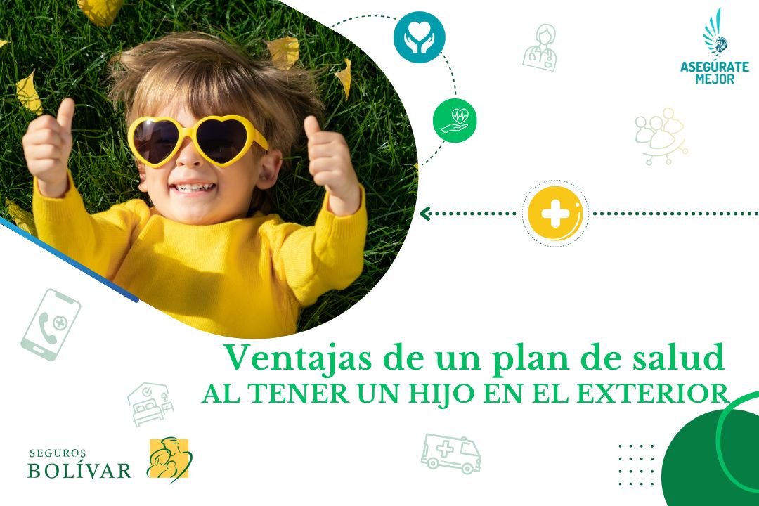 Niña feliz con gafas de corazón, plan de salud al tener un hijo en el exterior